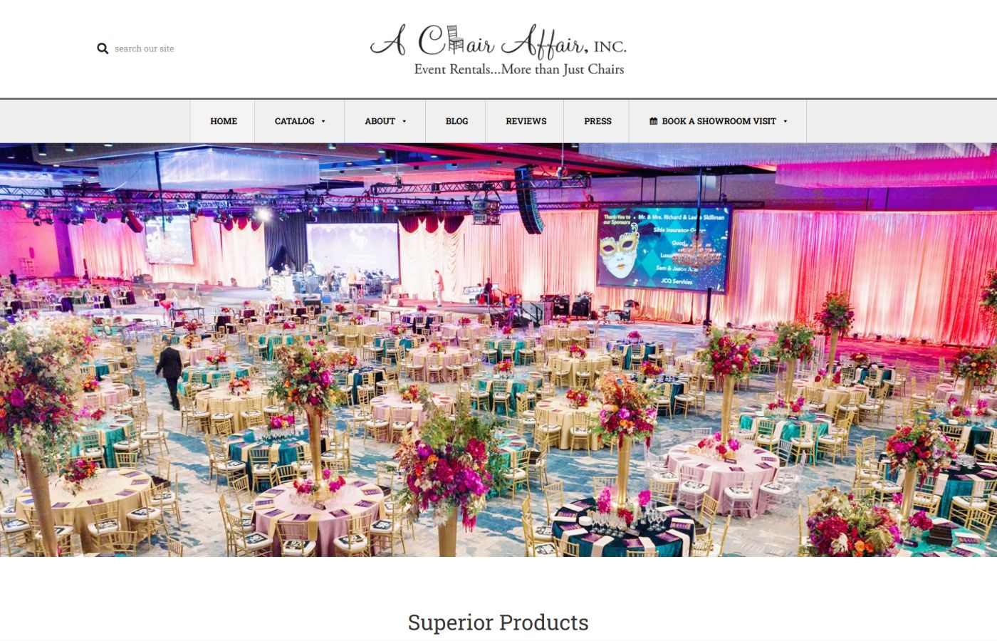 A Chair Affair website screenshot