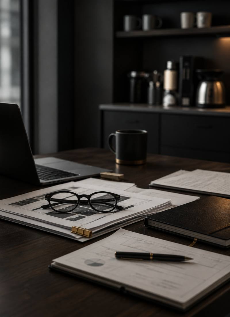 Small business owner workspace overwhelmed by multiple digital vendors