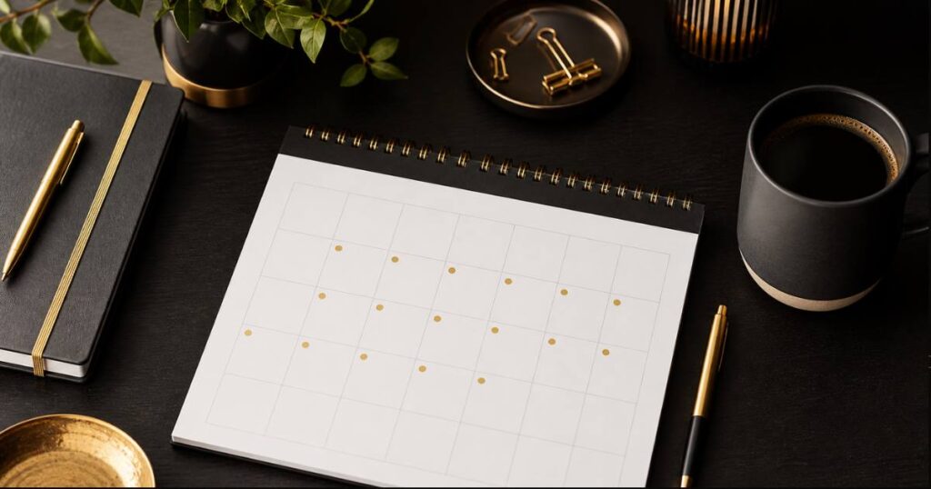 Editorial planner showing how often should a small business blog