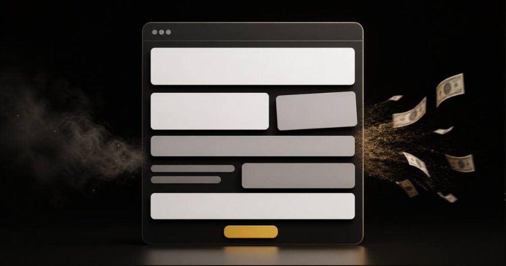 Abstract webpage visual showing website copy costing you customers