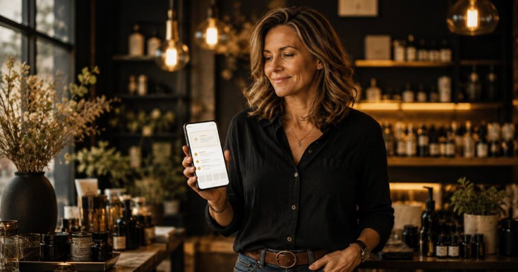 How to get found on Google: a small business owner checking search results on a phone